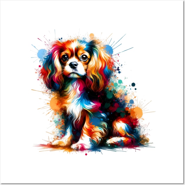 Colorful Splashed Art English Toy Spaniel Portrait Wall Art by ArtRUs